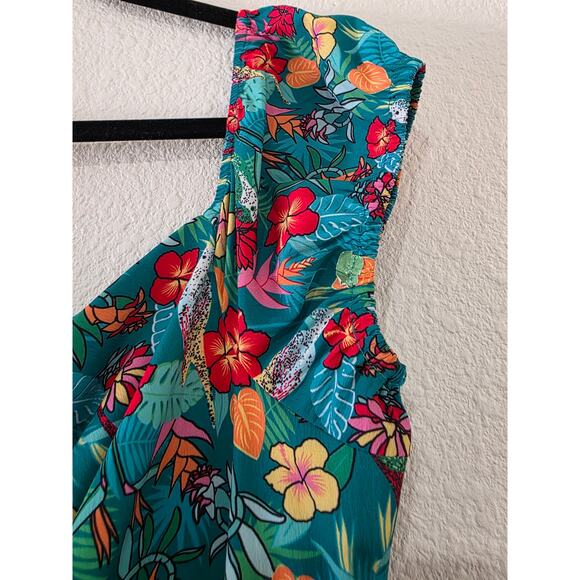 Timeless London Tropical Floral Dress Women’s 3XL US 16 Green Fit & Flare - Picture 7 of 12